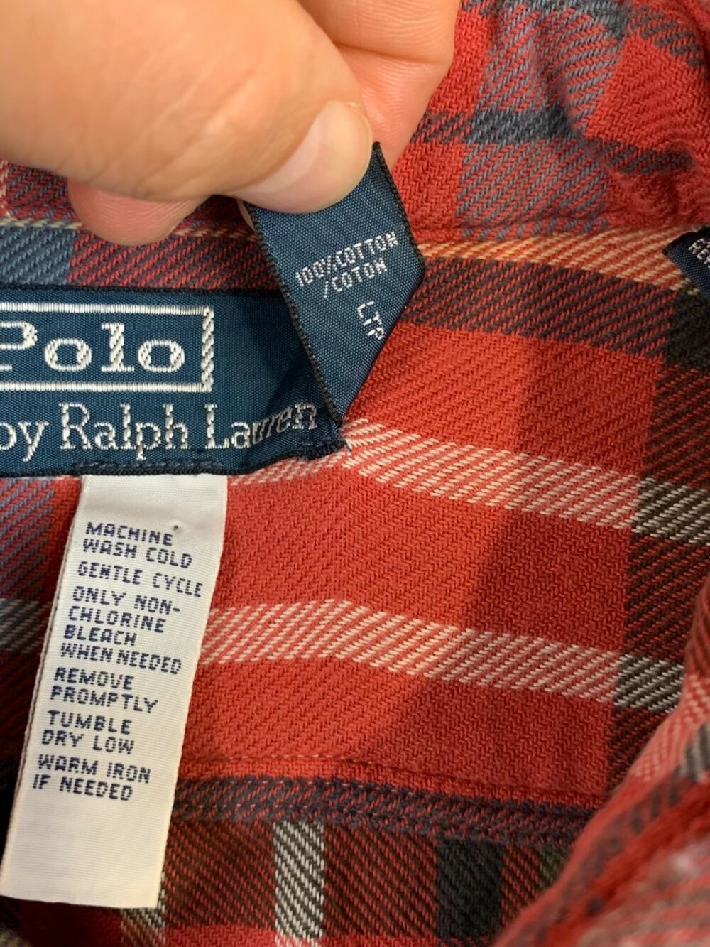 Ralph Lauren Polo Men Work Shirt Medium Blue Plaid Flannel Button Up Long Sleeve - Picture 5 of 8